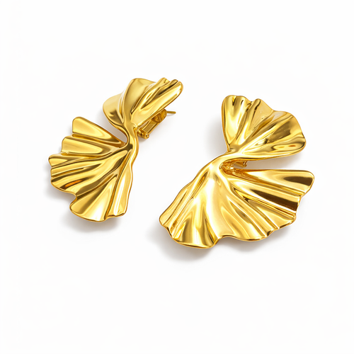 18K Stainless Steel Gingko Earrings LSSGE238