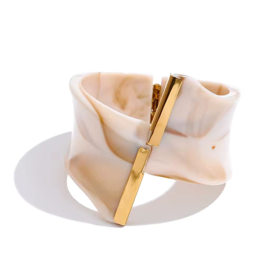 18k Stainless Steel Acrylic Resin Twisted Bracelet (LSSG-BB7)