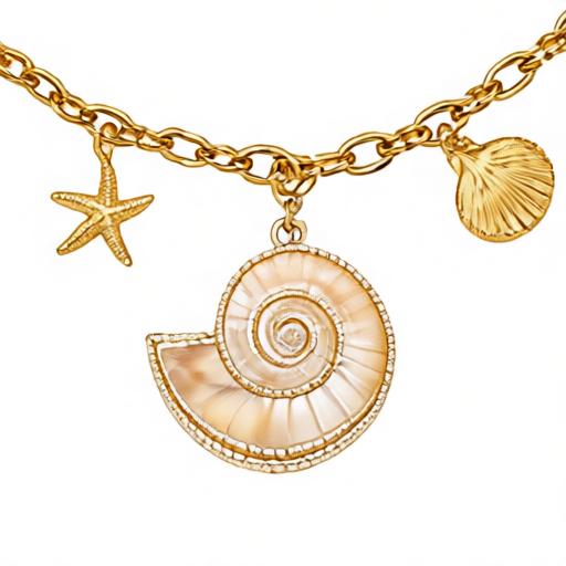 LSSGN418 Coastal Themed Charm Link Necklace