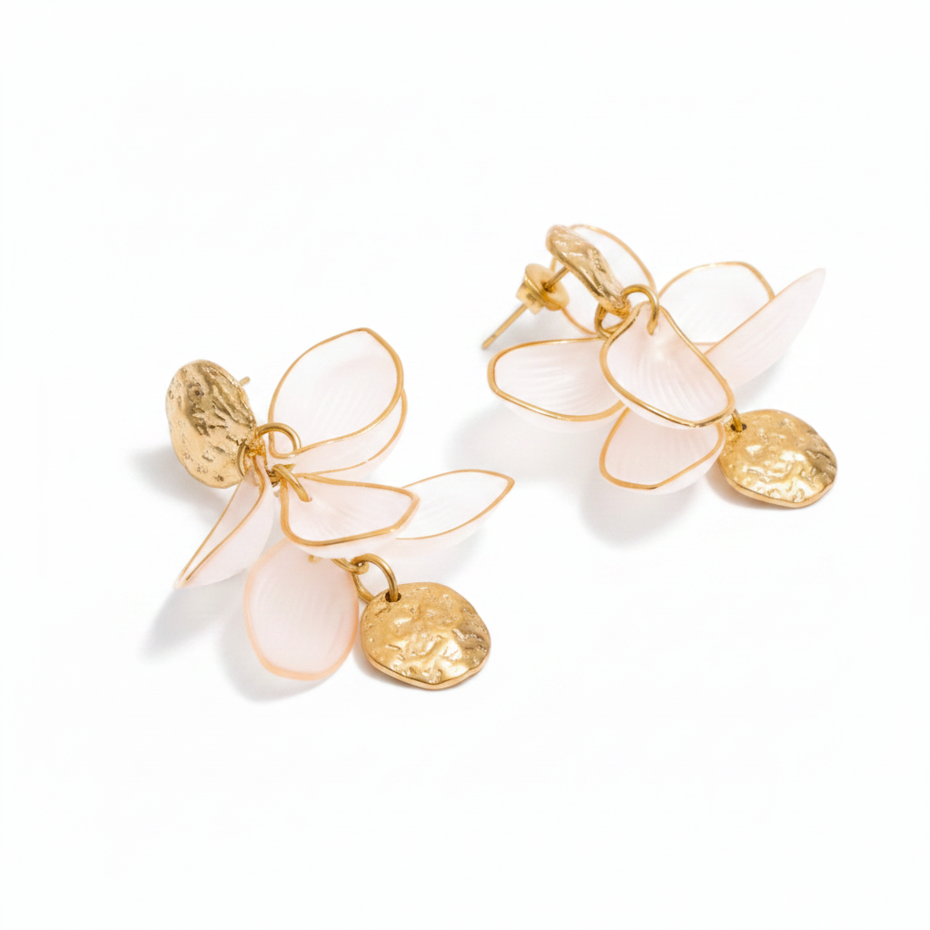 LSSGE365 18k Stainless steel Resin White Flowers