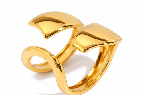 Lyza Jewels, LLC 18k gold plated stainless steel adjustable claw ring with a modern, open design.