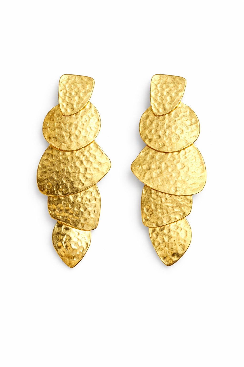 Lyza Jewels, LLC gold plated brass layered hammered drop earrings LSSGE245
