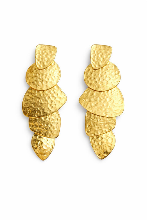 Lyza Jewels, LLC gold plated brass layered hammered drop earrings LSSGE245